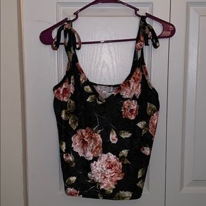 Black velvet crushed tie tank